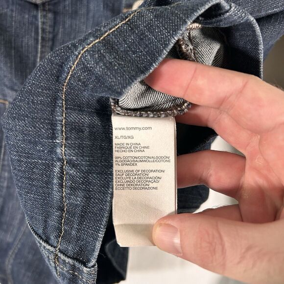 Tommy Hilfiger Jean Jacket Women's XL Dark Wash Denim Button Up Pockets Cotton - Picture 6 of 11